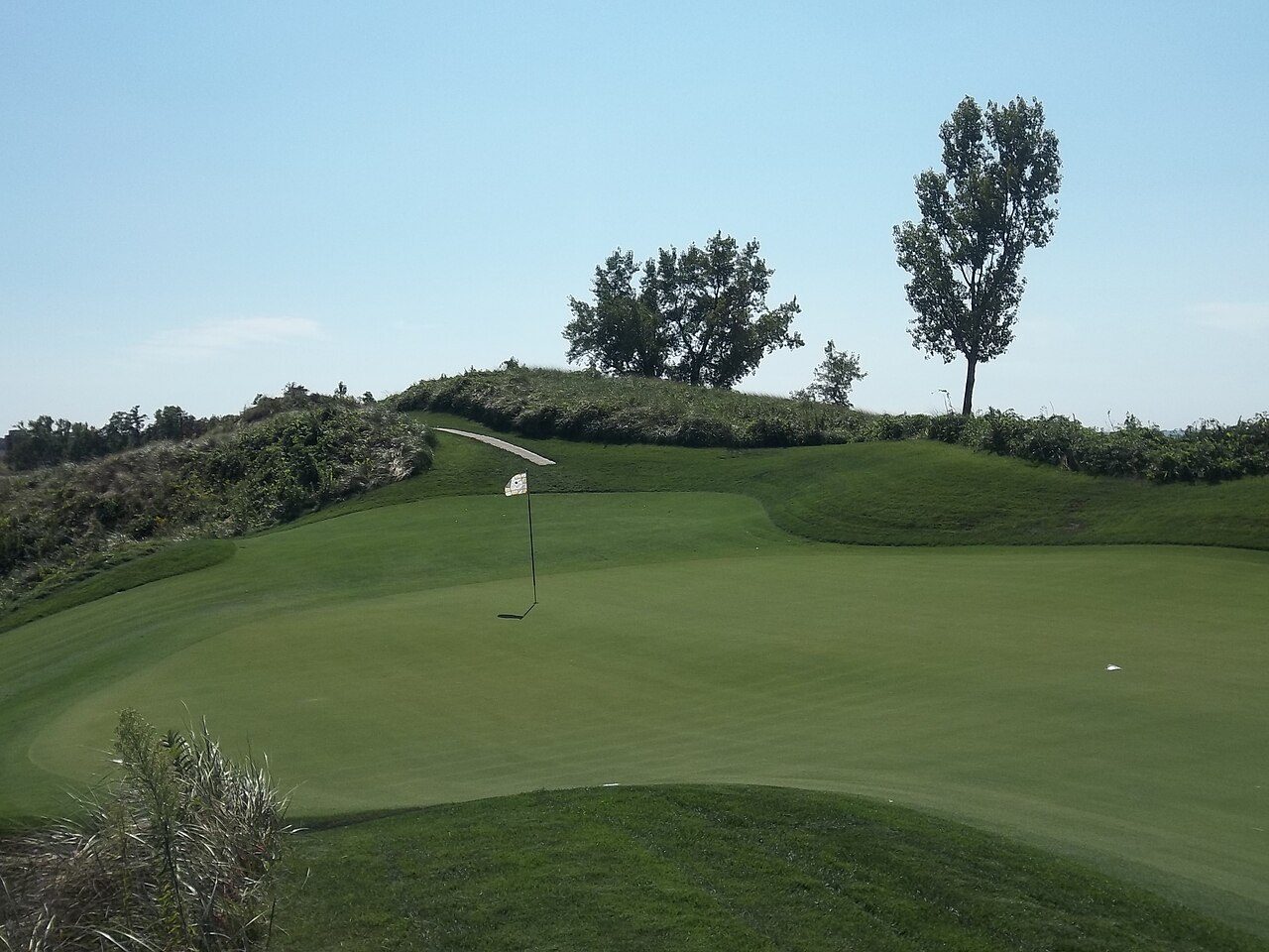 A downhill par 3 at The Golf Club at Harbor Shores in southwest Michigan